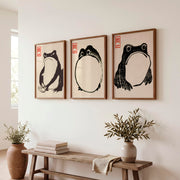 Ink Frog japanese frog poster Set - Dark Brown Framed Poster No Border - Artworksets