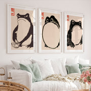 Ink Frog japanese frog poster Set - White Framed Poster with White Border - Artworksets
