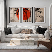 Japanese Ocean Art with Pine Cliffs Panorama - Black Framed Poster with White Border - Artworksets