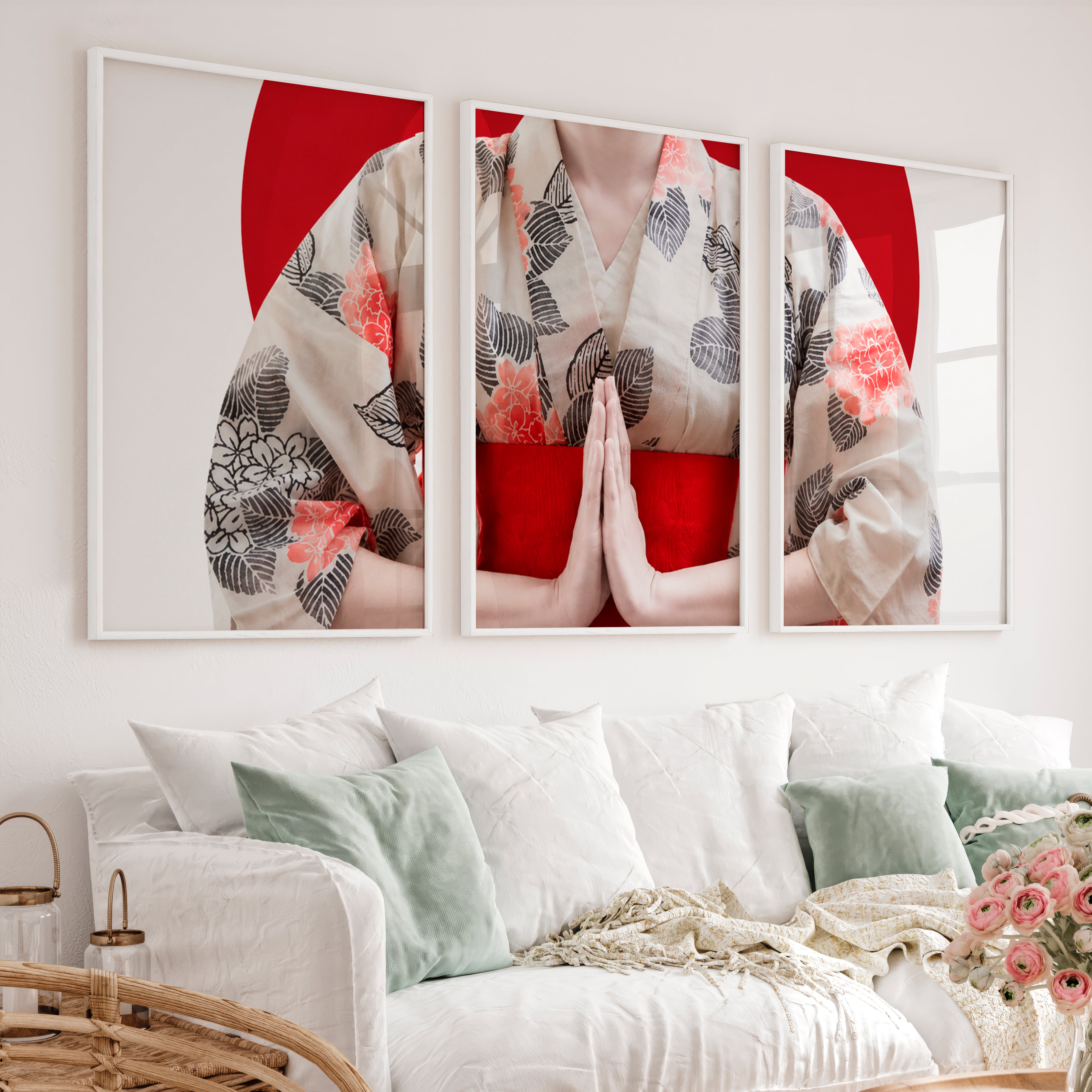 Japanese Poster Featuring Mount Fuji and Pine Trees - White Framed Poster No Border - Artworksets