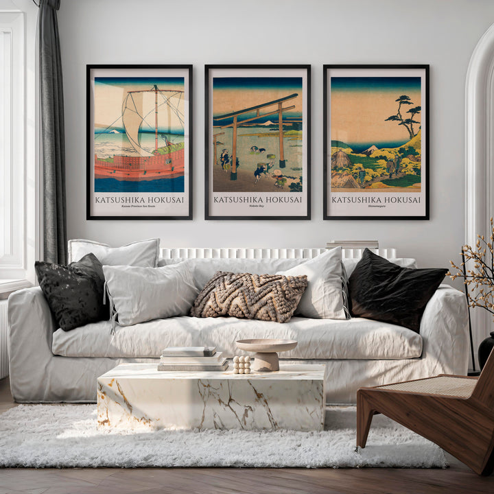 Hokusai Fuji Japanese Style Art Prints - Black Framed Poster No Border - Artworksets