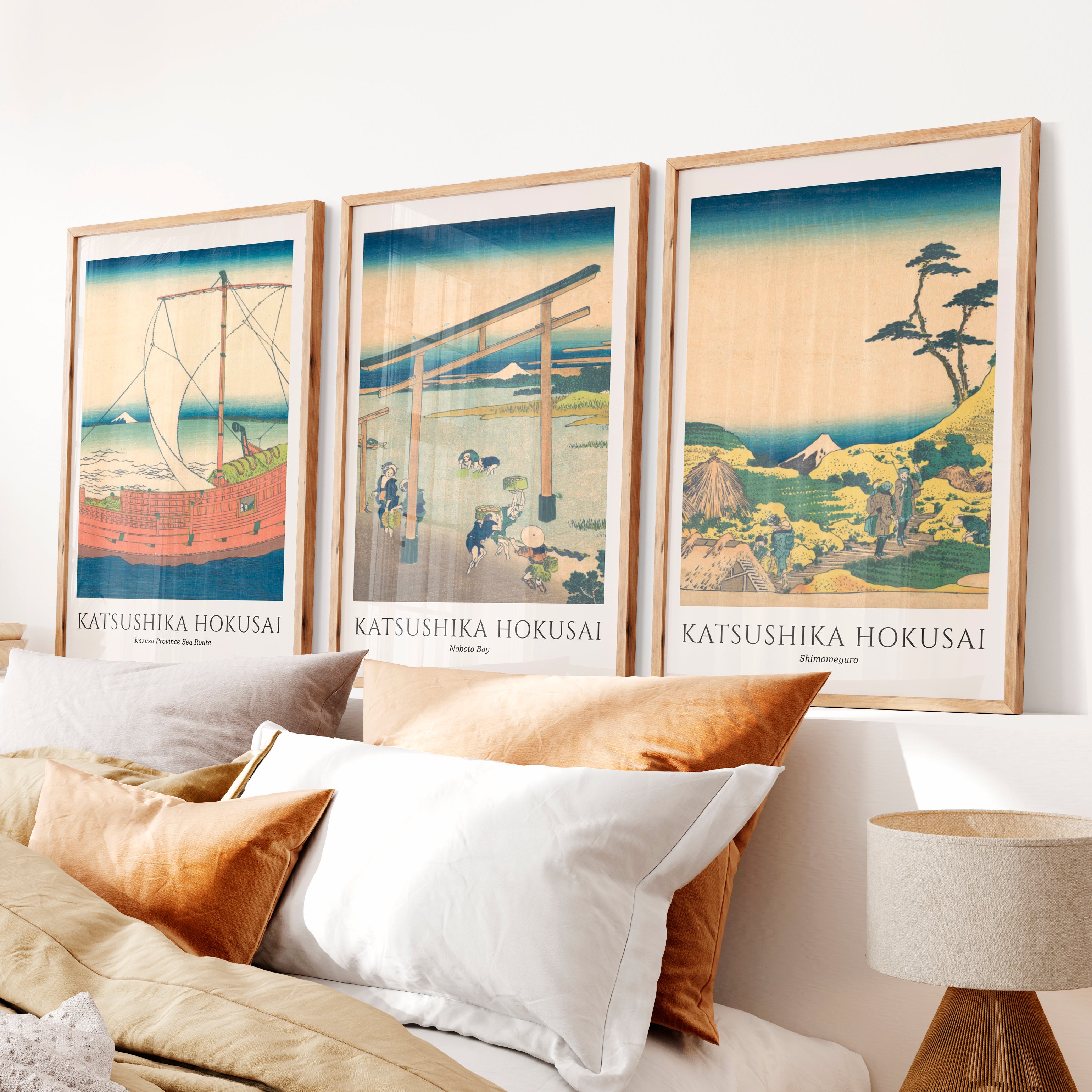 Hokusai Fuji Japanese Style Art Prints - Natural Wood Framed Poster No Border - Artworksets