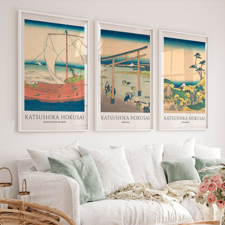 Hokusai Fuji Japanese Style Art Prints - White Framed Poster No Border - Artworksets