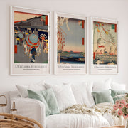 Hiroshige Festival Street Japanese Style Wall Art - White Framed Poster No Border - Artworksets