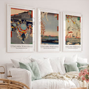 Hiroshige Festival Street Japanese Style Wall Art - White Framed Poster with White Border - Artworksets