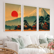 Japanese Wall Art Featuring Misty Mountain Landscape - White Framed Poster No Border - Artworksets