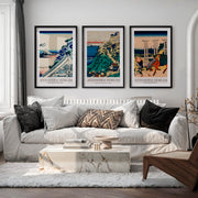 Mount Fuji japanese wall art panels - Black Framed Poster with White Border - Artworksets