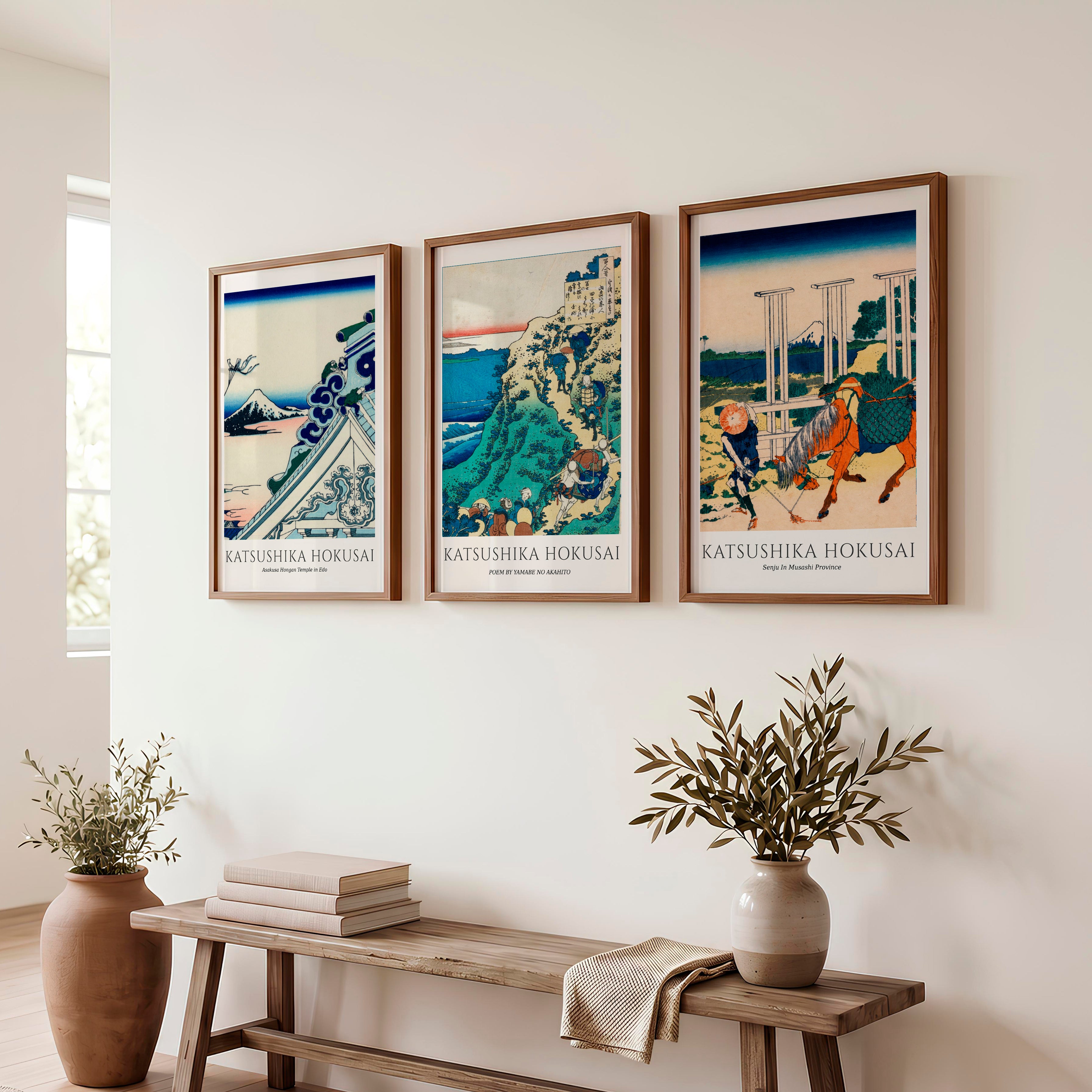 Mount Fuji japanese wall art panels - Dark Brown Framed Poster No Border - Artworksets