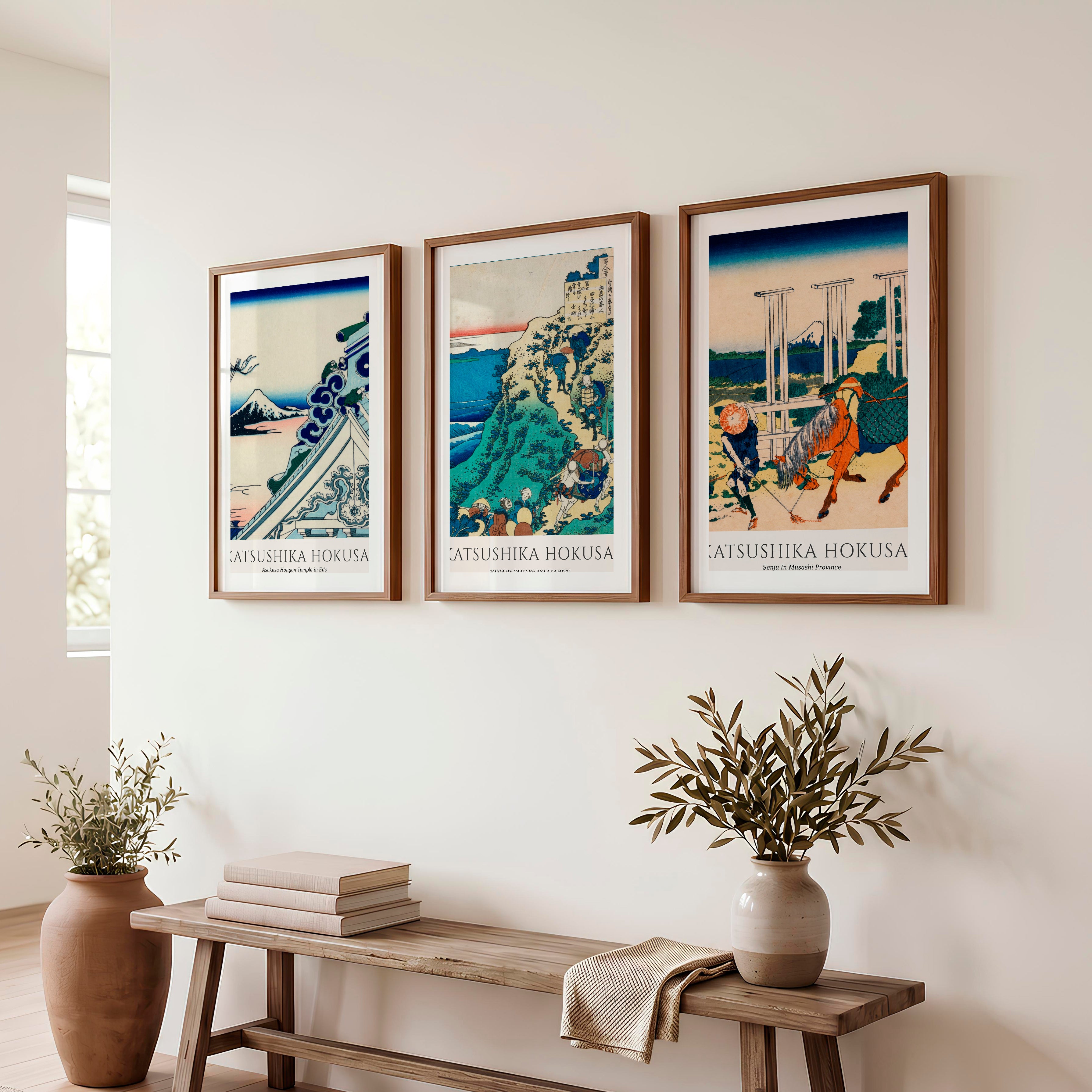 Mount Fuji japanese wall art panels - Dark Brown Framed Poster with White Border - Artworksets