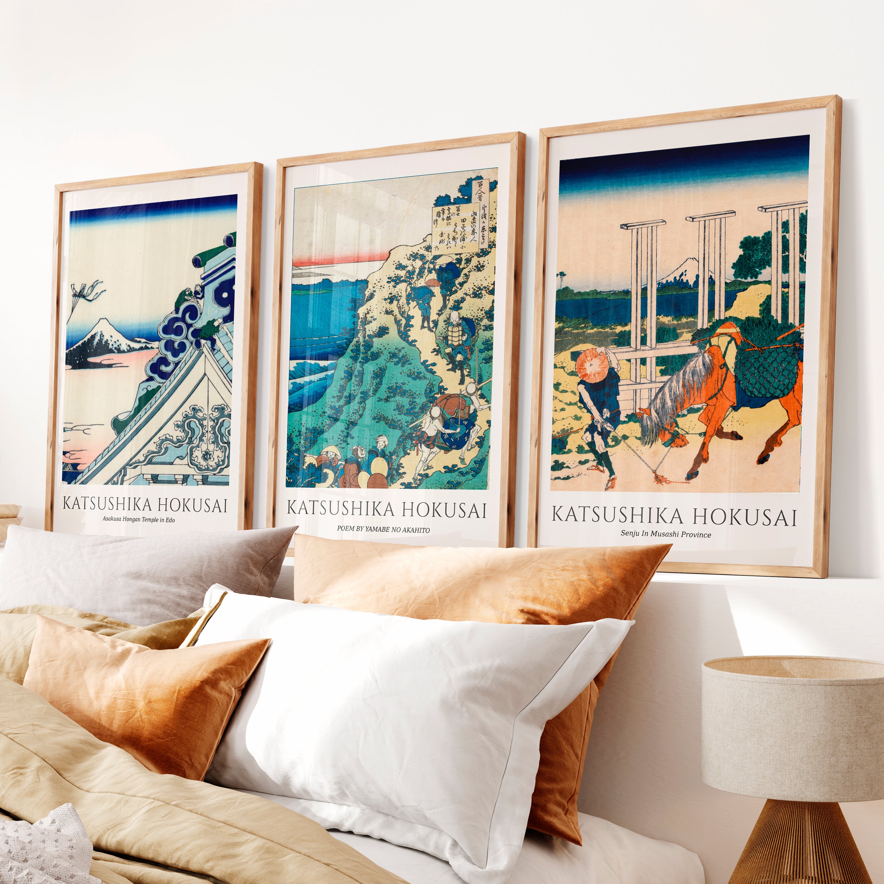 Mount Fuji japanese wall art panels - Natural Wood Framed Poster No Border - Artworksets