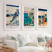 Mount Fuji japanese wall art panels - White Framed Poster with White Border - Artworksets