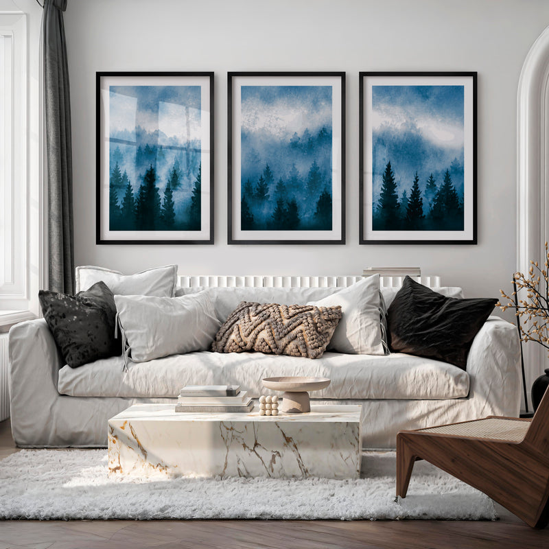 Japanese Wall Art Panels Featuring Textured Peeling Paint and Rust Accents - Black Framed Poster with White Border - Artworksets