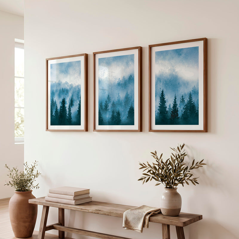 Japanese Wall Art Panels Featuring Textured Peeling Paint and Rust Accents - Dark Brown Framed Poster with White Border - Artworksets