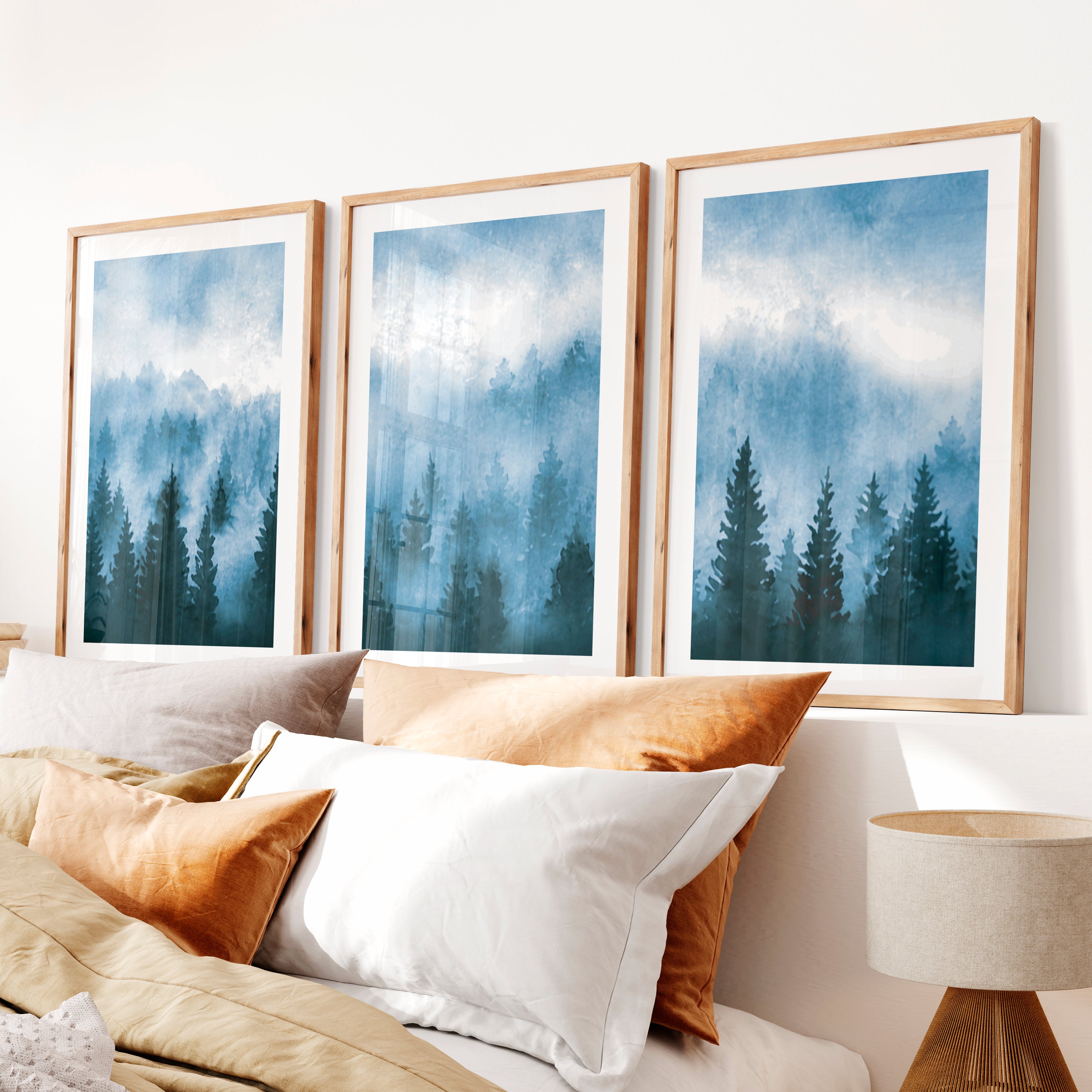 Japanese Wall Art Panels Featuring Textured Peeling Paint and Rust Accents- Natural Wood Framed Poster with White Border - Artworksets