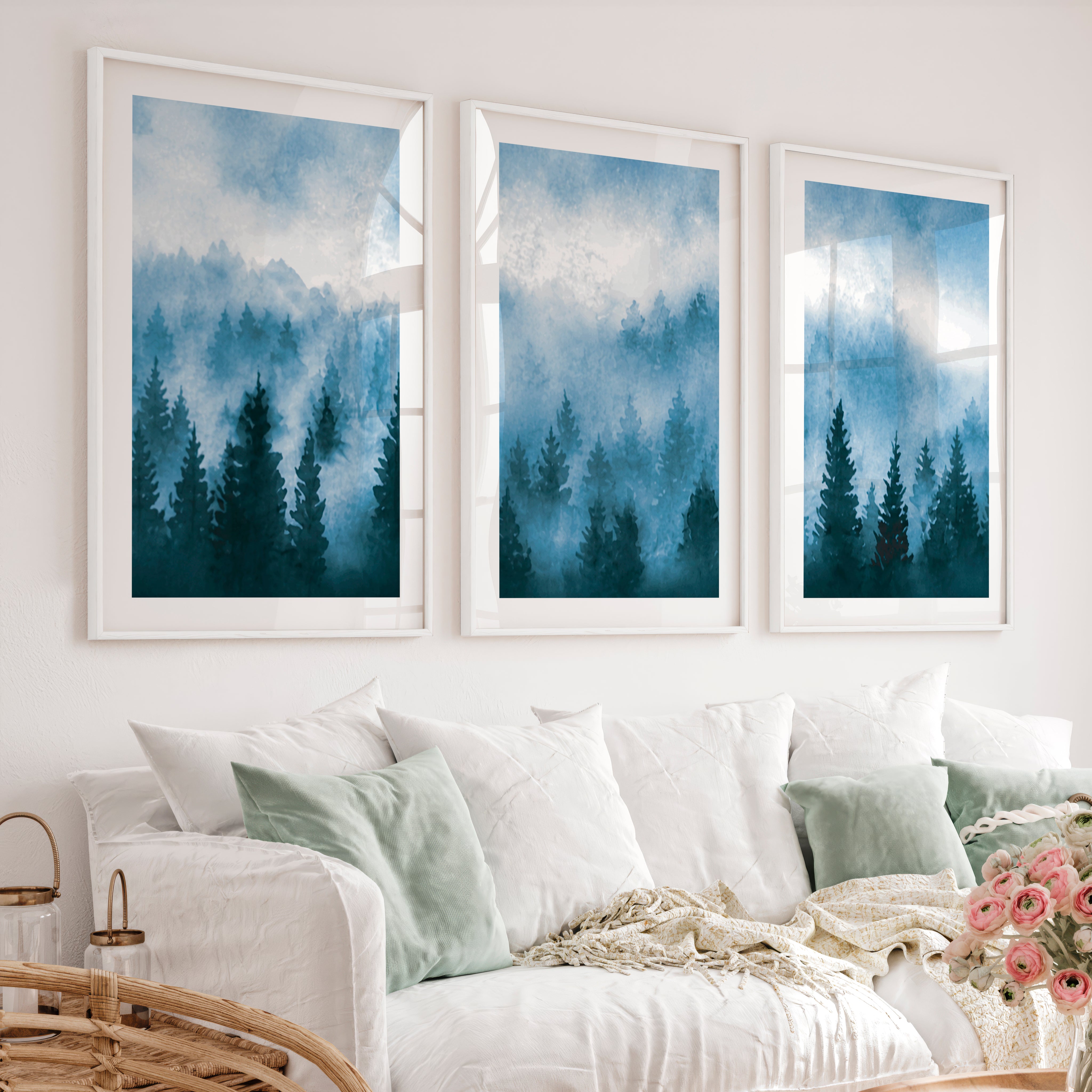 Japanese Wall Art Panels Featuring Textured Peeling Paint and Rust Accents - White Framed Poster with White Border - Artworksets