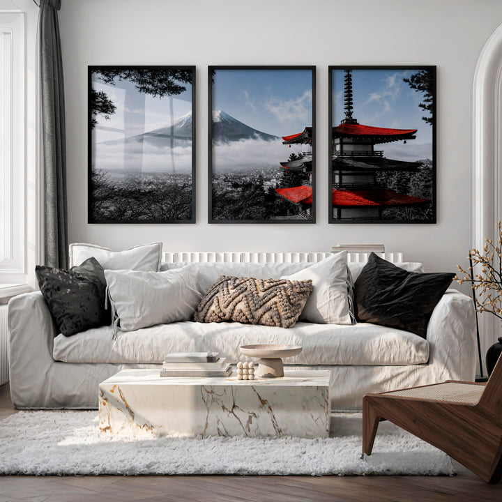 Flying Cranes Japanese Wall Art Prints - Black Framed Poster No Border - Artworksets