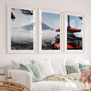 Flying Cranes Japanese Wall Art Prints - White Framed Poster with White Border - Artworksets