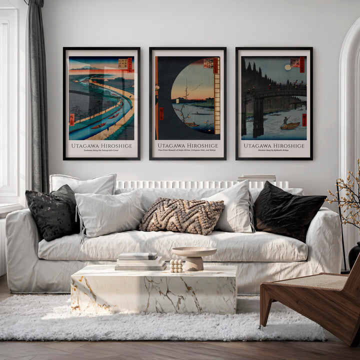 Utagawa Hiroshige Japanese Wall Art Prints - Black Framed Poster No Border - Artworksets