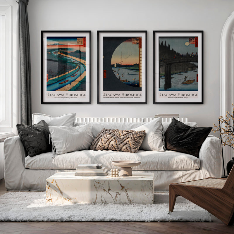 Utagawa Hiroshige Japanese Wall Art Prints - Black Framed Poster with White Border - Artworksets