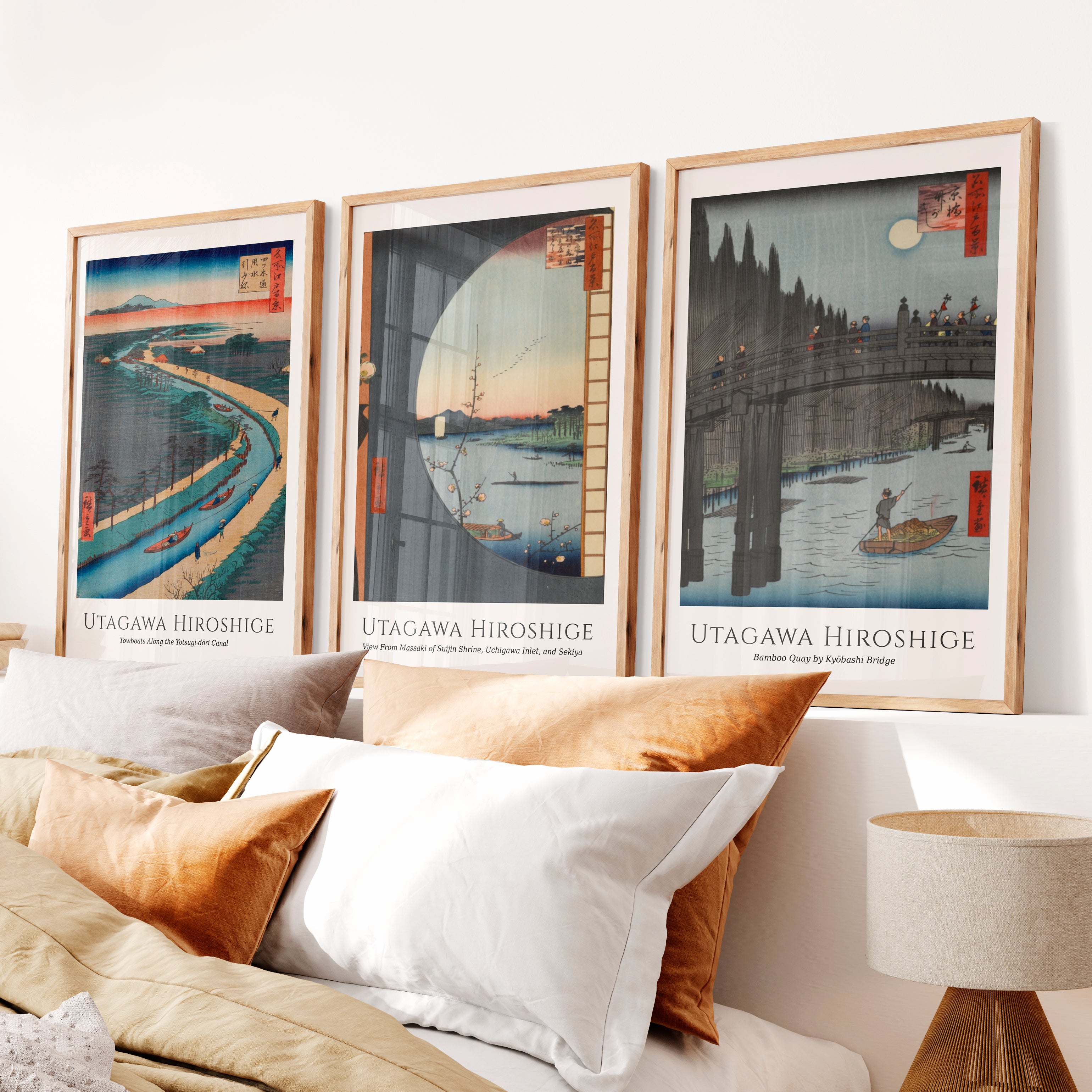 Utagawa Hiroshige Japanese Wall Art Prints - Natural Wood Framed Poster No Border - Artworksets