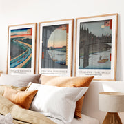 Utagawa Hiroshige Japanese Wall Art Prints- Natural Wood Framed Poster with White Border - Artworksets