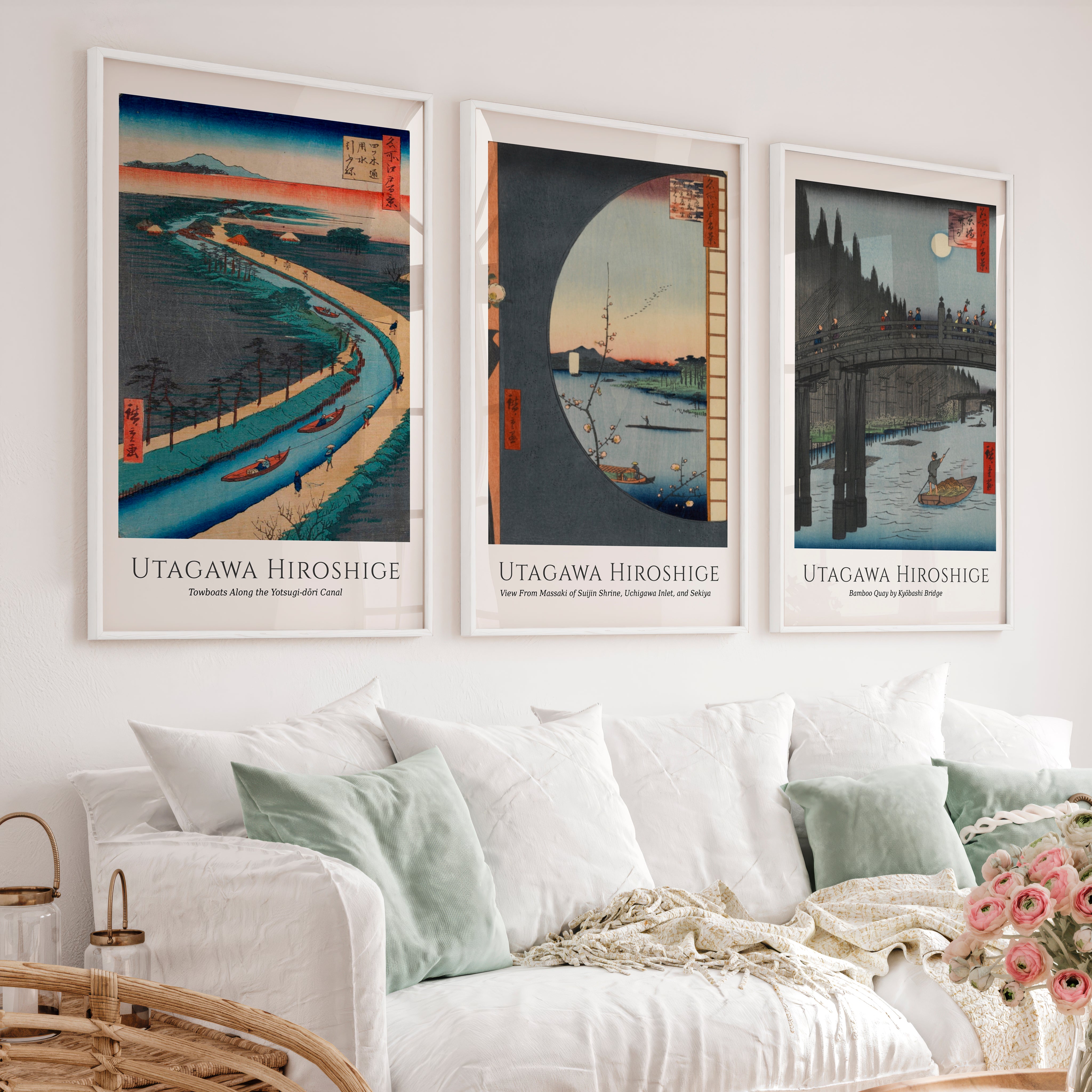 Utagawa Hiroshige Japanese Wall Art Prints - White Framed Poster No Border - Artworksets