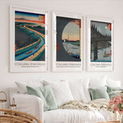 Utagawa Hiroshige Japanese Wall Art Prints - White Framed Poster with White Border - Artworksets