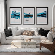 Japanese Wall Art Prints Featuring Overlapping Circles in Earthy Tones - Black Framed Poster with White Border - Artworksets