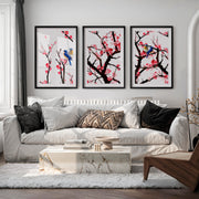 Japanese Wall Art Set of 3 Featuring Tree Cross-Section - Black Framed Poster with White Border - Artworksets