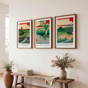 Hiroshige Fuji and Cherry Japanese Wall Pictures - Dark Brown Framed Poster with White Border - Artworksets