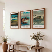 Coastal Hasui japanese wall posters Set - Dark Brown Framed Poster No Border - Artworksets