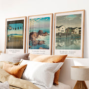 Coastal Hasui japanese wall posters Set - Natural Wood Framed Poster No Border - Artworksets