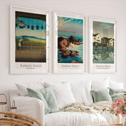 Coastal Hasui japanese wall posters Set - White Framed Poster with White Border - Artworksets