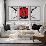 Japanese Wall Print Featuring Torii Gate and Cherry Blossoms - Black Framed Poster with White Border - Artworksets
