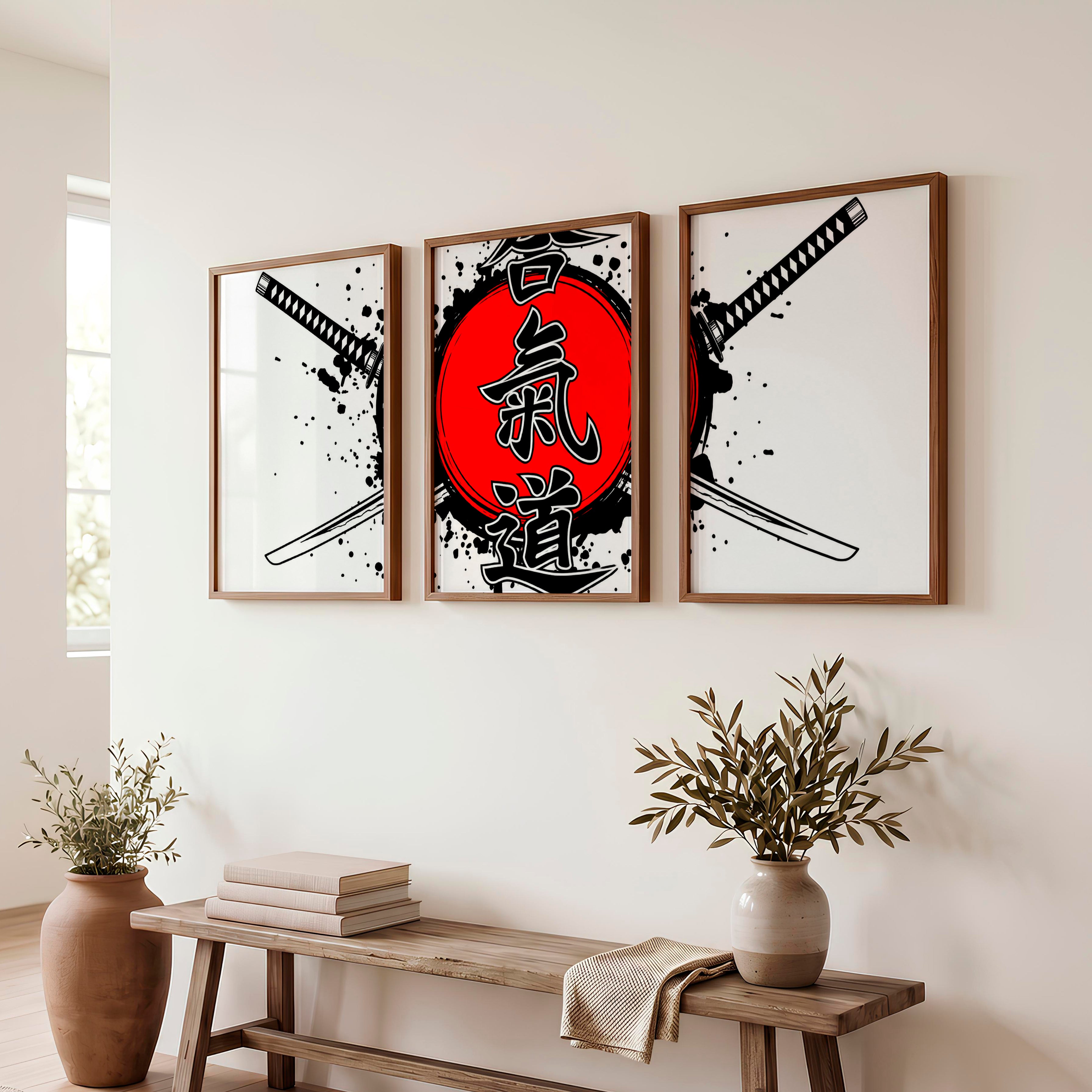 Japanese Wall Print Featuring Torii Gate and Cherry Blossoms - Dark Brown Framed Poster No Border - Artworksets