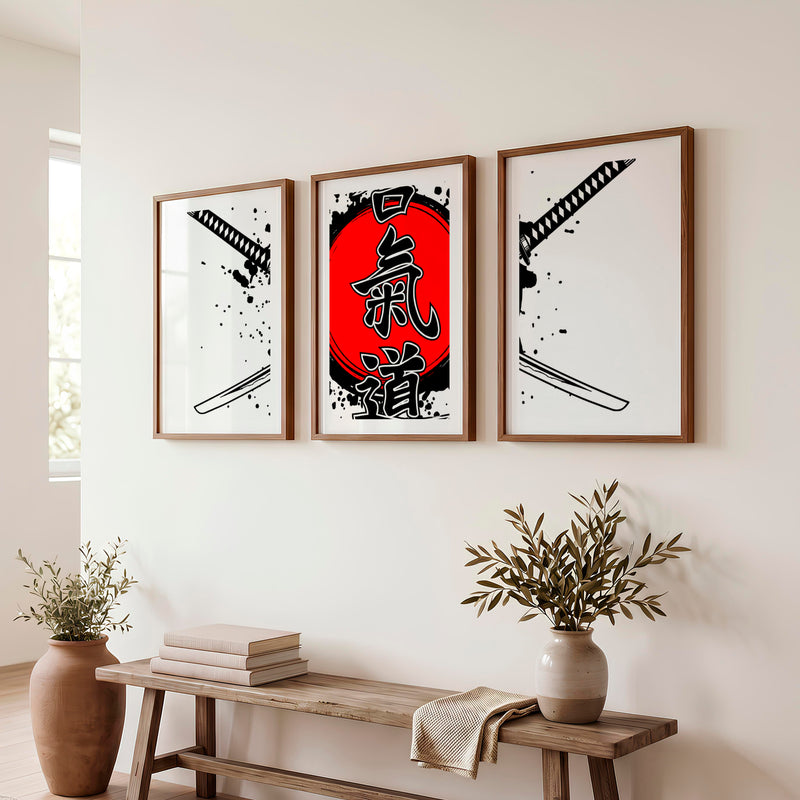 Japanese Wall Print Featuring Torii Gate and Cherry Blossoms - Dark Brown Framed Poster with White Border - Artworksets