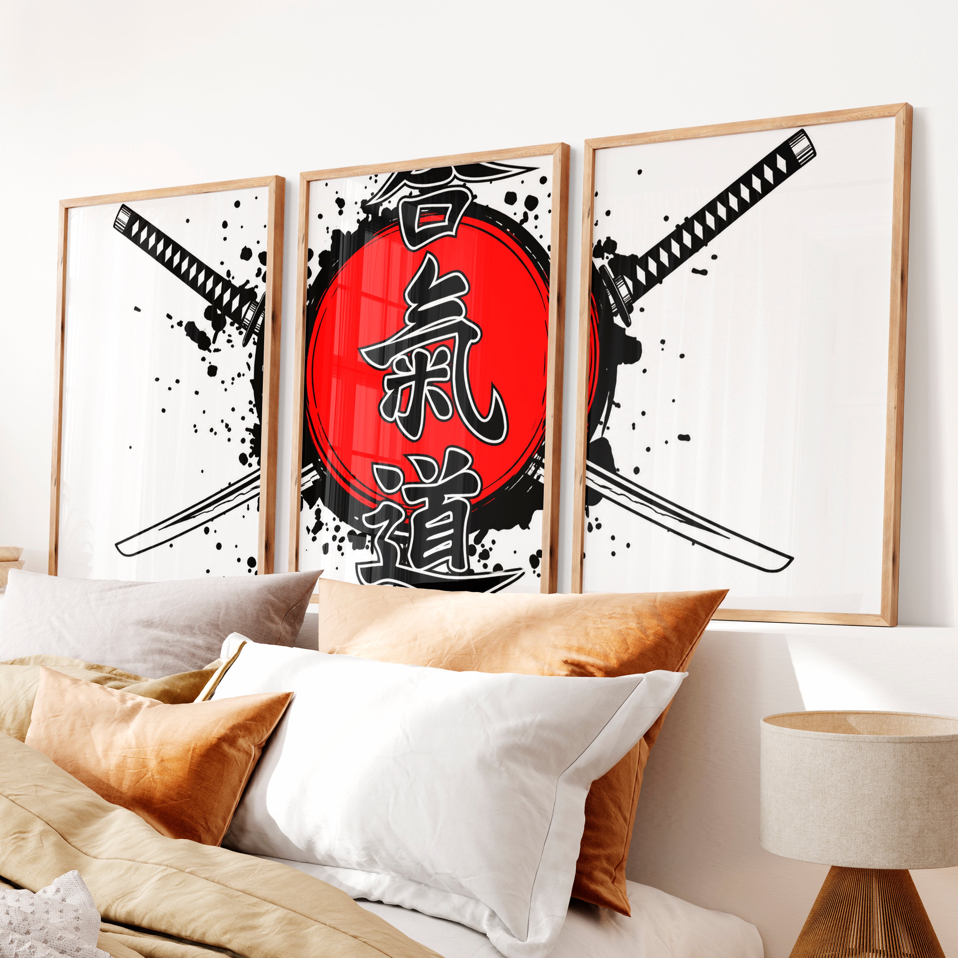 Japanese Wall Print Featuring Torii Gate and Cherry Blossoms - Natural Wood Framed Poster No Border - Artworksets