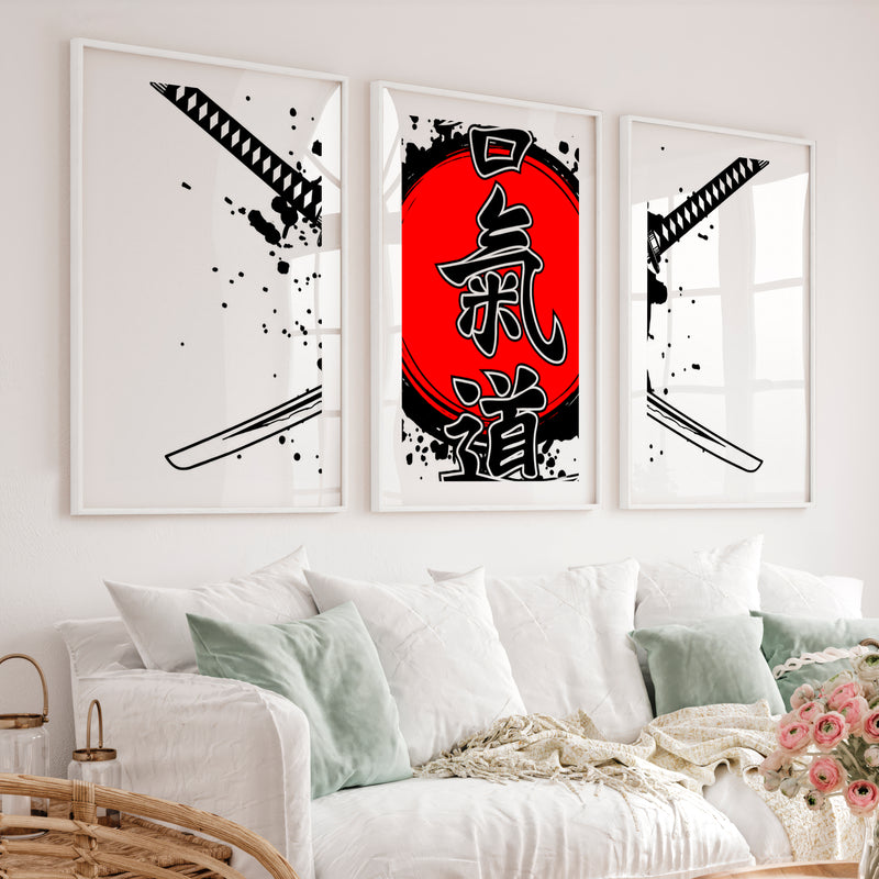 Japanese Wall Print Featuring Torii Gate and Cherry Blossoms - White Framed Poster with White Border - Artworksets