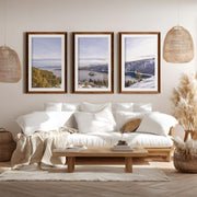 Lake Tahoe, Sierra Nevada – Mountain Painting Wall Art Prints - Dark Brown Framed Poster with White Border - Artworksets
