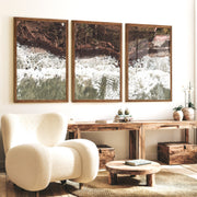 Aerial Shoreline Living Room Coastal Wall Decor - Dark Brown Framed Poster No Border - Artworksets
