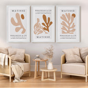 Matisse Poster Print – Neutral Abstract Wall Art Set of 3 - White Framed Poster No Border - Artworksets