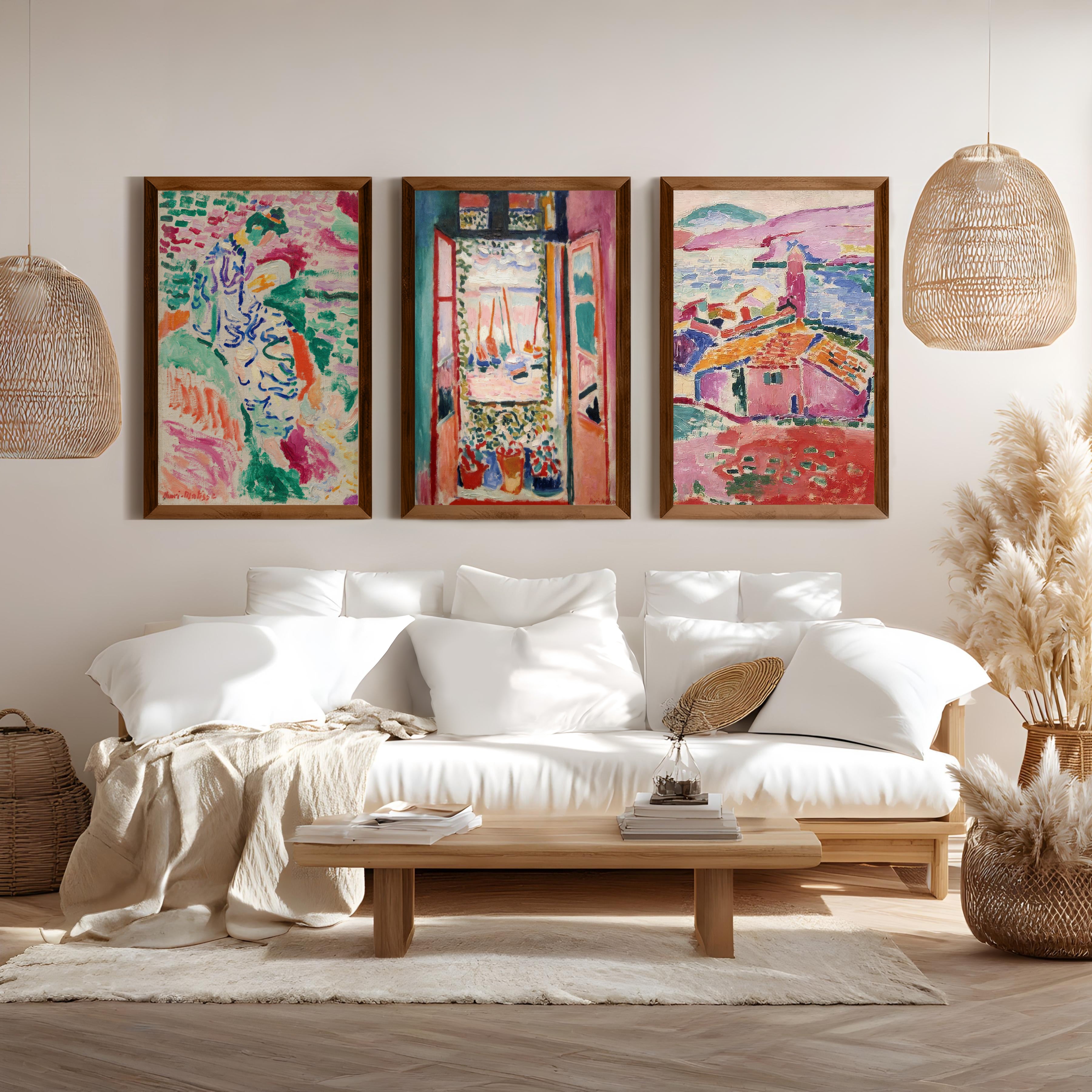 Matisse Poster – Fauvist Art Print Set of 3 - Dark Brown Framed Poster No Border - Artworksets