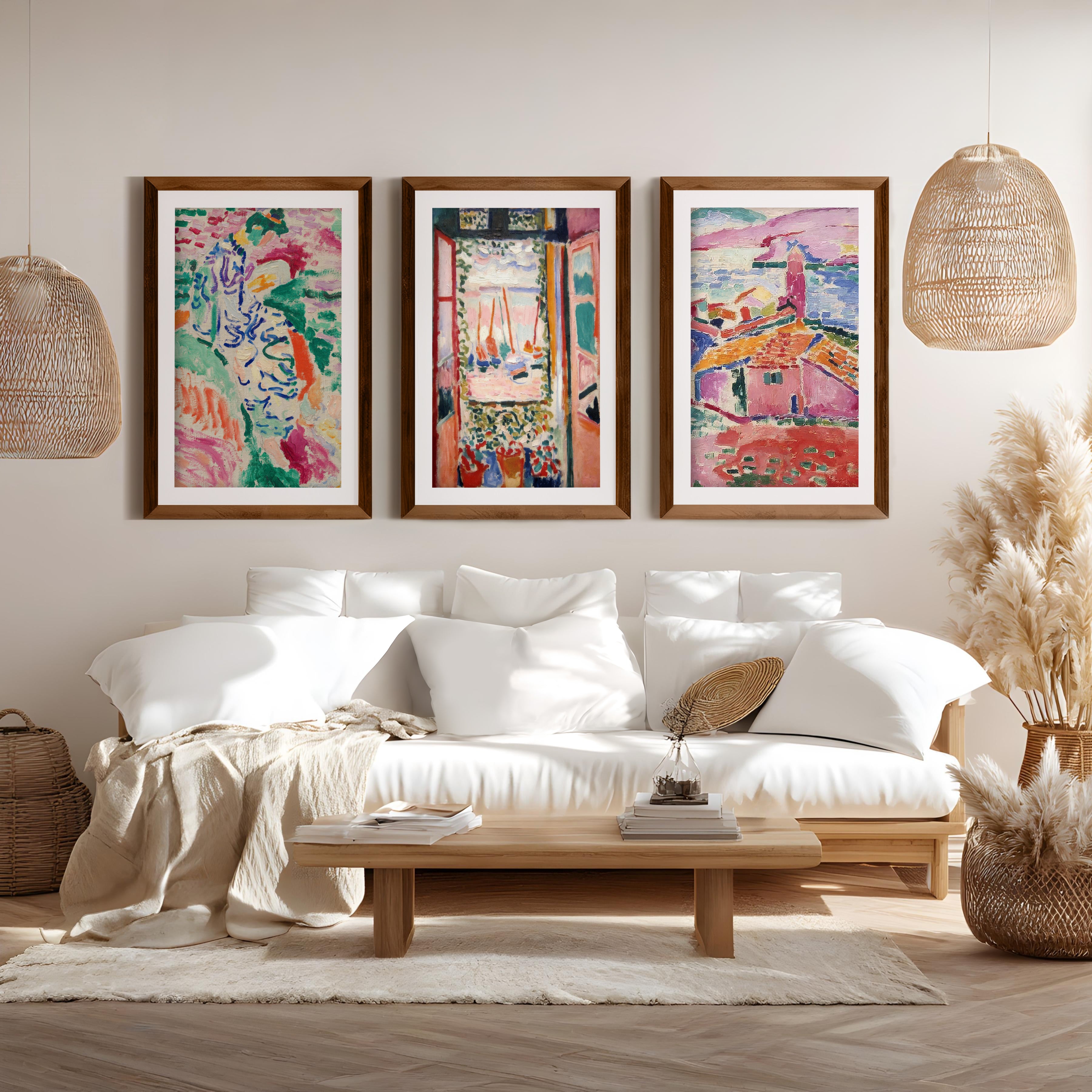Matisse Poster – Fauvist Art Print Set of 3 - Dark Brown Framed Poster with White Border - Artworksets