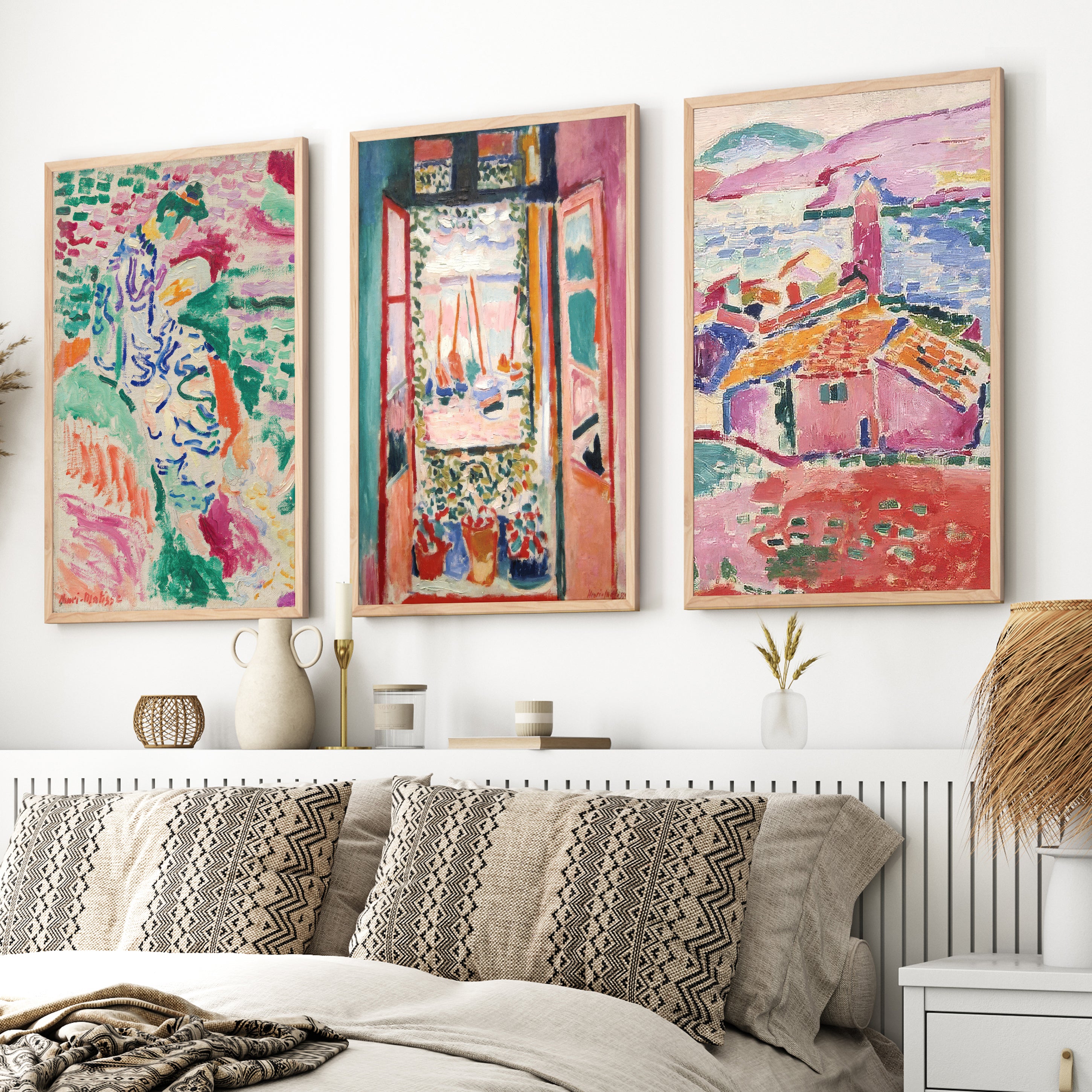 Matisse Poster – Fauvist Art Print Set of 3 - Natural Wood Framed Poster No Border - Artworksets