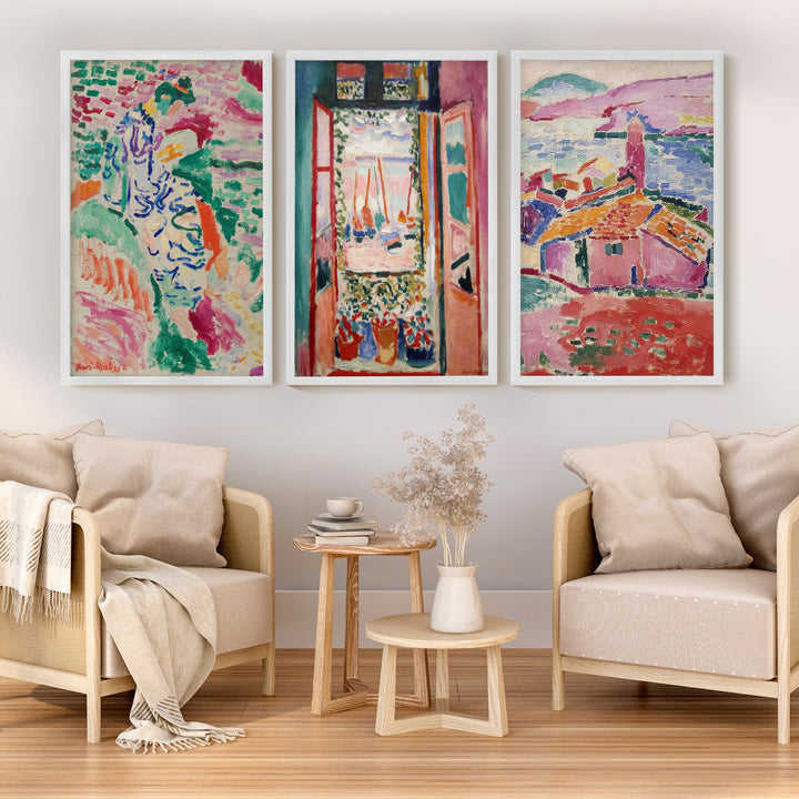Matisse Poster – Fauvist Art Print Set of 3 - White Framed Poster No Border - Artworksets