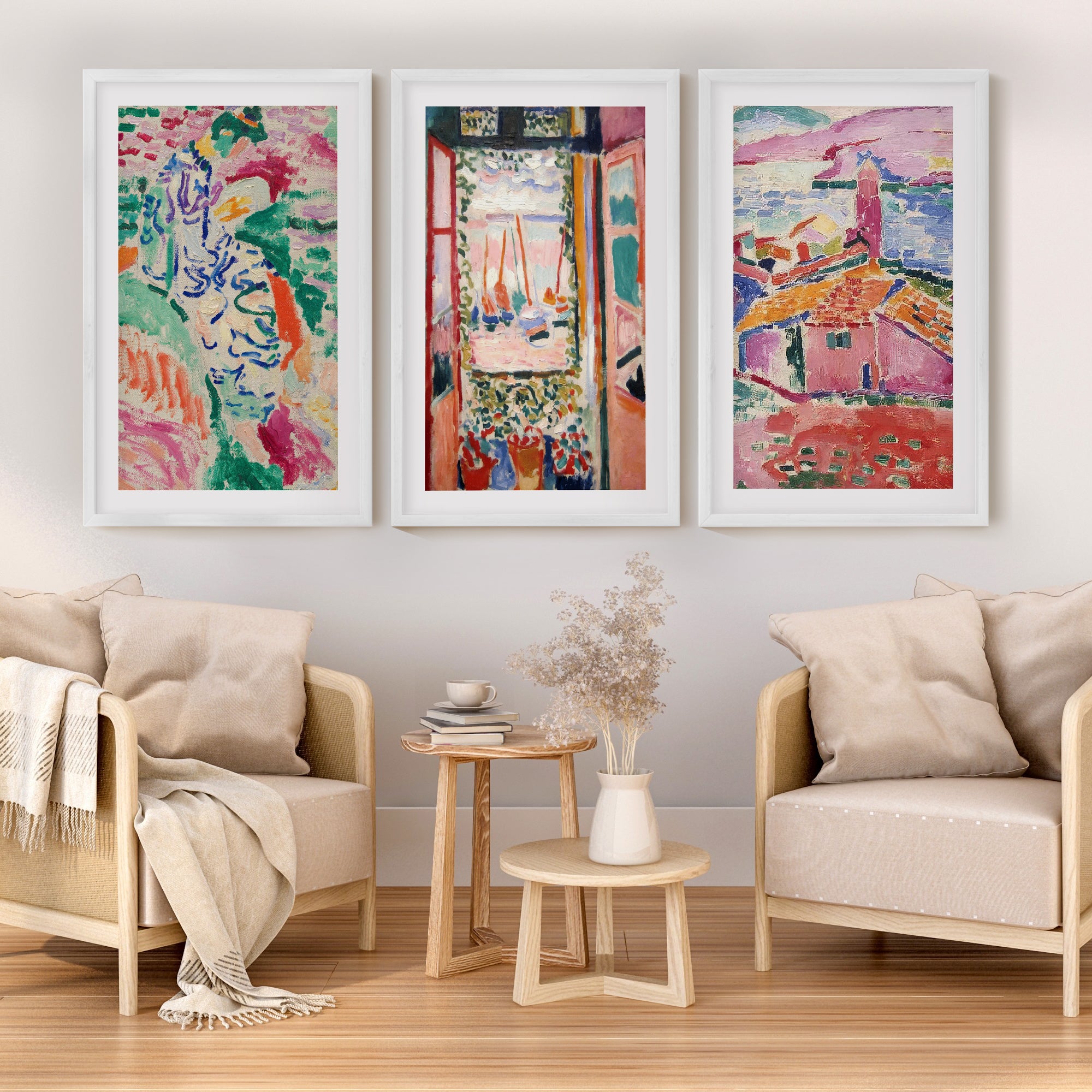Matisse Poster – Fauvist Art Print Set of 3 - White Framed Poster with White Border - Artworksets