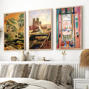 Matisse Prints – Brook with Aloes, Notre Dame & Open Window (Set of 3) - Natural Wood Framed Poster No Border - Artworksets
