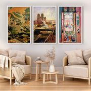 Matisse Prints – Brook with Aloes, Notre Dame & Open Window (Set of 3) - White Framed Poster No Border - Artworksets