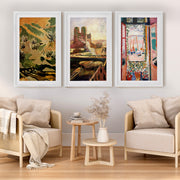 Matisse Prints – Brook with Aloes, Notre Dame & Open Window (Set of 3) - White Framed Poster with White Border - Artworksets