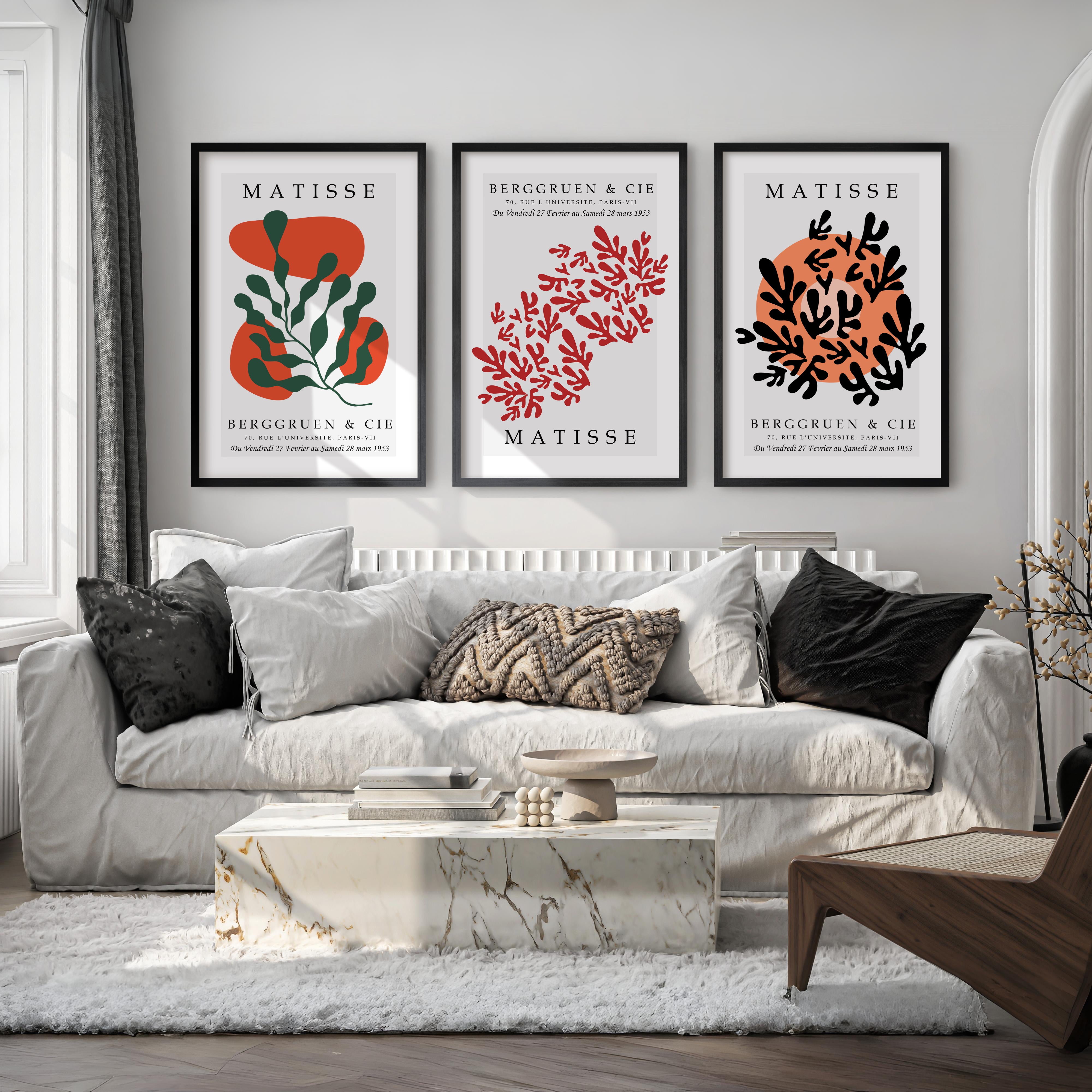 Matisse Prints – Framed Abstract Wall Art Set of 3 - Black Framed Poster No Border - Artworksets
